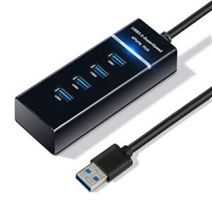 4 Port 3.0 USB Hub Ultra Slim High Speed Portable USB Cable Adapter Compatible for Laptop Desktop Keyboard/MacBook/Mac Pro/Mac Mini/iMac/Surface Pro/XPS/PC/Flash Drive/Mobile HDD ||Black||